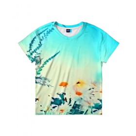 Детская футболка 3D с принтом chamomile , 100% гипоаллергенный полиэфир | прямой крой, круглый вырез горловины, длина до линии бедер, чуть спущенное плечо, ткань немного тянется | flower | лето | полевой цветок | цветочки | цветы