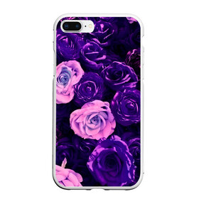 Чехол для iPhone 7Plus/8 Plus матовый с принтом Фиолетовые розы , Силикон | Область печати: задняя сторона чехла, без боковых панелей | flower | прикцветочки | розы | цветы
