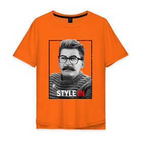 Мужская футболка хлопок Oversize с принтом Style in , 100% хлопок | свободный крой, круглый ворот, “спинка” длиннее передней части | stalin | сталин
