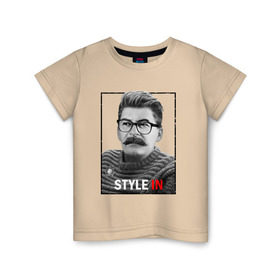 Детская футболка хлопок с принтом Style in , 100% хлопок | круглый вырез горловины, полуприлегающий силуэт, длина до линии бедер | stalin | сталин