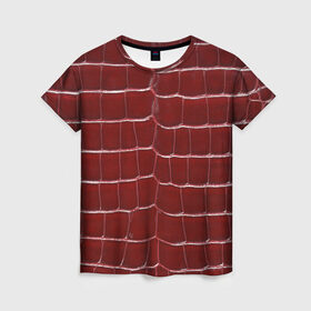 Женская футболка 3D с принтом Камуфляж змеиная кожа, красный , 100% полиэфир ( синтетическое хлопкоподобное полотно) | прямой крой, круглый вырез горловины, длина до линии бедер | змея | кожа | красная | красный | прикрытие | чешуя
