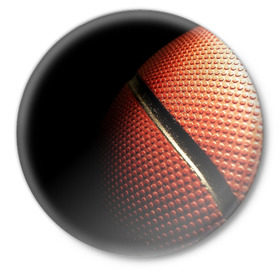 Значок с принтом Баскетбольный мяч ,  металл | круглая форма, металлическая застежка в виде булавки | баскетбол | мяч | оранжевый | спорт | стритбол