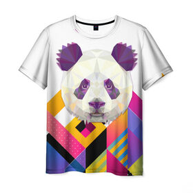 Мужская футболка 3D с принтом Панда , 100% полиэфир | прямой крой, круглый вырез горловины, длина до линии бедер | panda | геометрические животные | животные | иллюстрация | панда