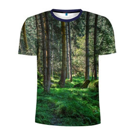 Мужская футболка 3D спортивная с принтом Темный лес , 100% полиэстер с улучшенными характеристиками | приталенный силуэт, круглая горловина, широкие плечи, сужается к линии бедра | бор | деревья | ель | ельник | заповедник | камни | красивый | лес | лето | мох | мрачный | прекрасный | природа | флора | чудесный