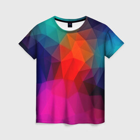 Женская футболка 3D с принтом Abstraction , 100% полиэфир ( синтетическое хлопкоподобное полотно) | прямой крой, круглый вырез горловины, длина до линии бедер | абстракция | бумага | геометрия | грани | изгиб | линии | оптические | полигоны | полосы | постель | розовый | сочетания | текстура | треугольники