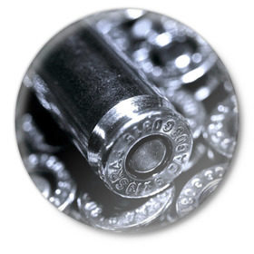 Значок с принтом Гильзы ,  металл | круглая форма, металлическая застежка в виде булавки | война | гильза | патрон | пистолет | пуля | стрельба