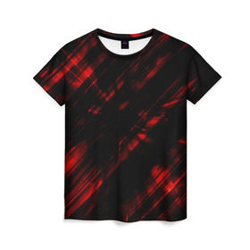 Женская футболка 3D с принтом broken lines , 100% полиэфир ( синтетическое хлопкоподобное полотно) | прямой крой, круглый вырез горловины, длина до линии бедер | Тематика изображения на принте: абстракция | черно красный