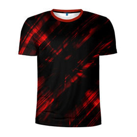 Мужская футболка 3D спортивная с принтом broken lines , 100% полиэстер с улучшенными характеристиками | приталенный силуэт, круглая горловина, широкие плечи, сужается к линии бедра | Тематика изображения на принте: абстракция | черно красный
