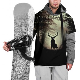 Накидка на куртку 3D с принтом Олень , 100% полиэстер |  | деревья | императорский красный олень | лес | олень | природа | рога
