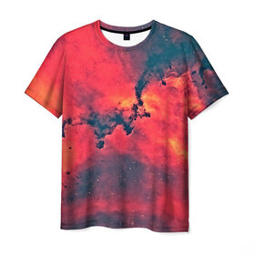 Мужская футболка 3D с принтом Звёздное пространство , 100% полиэфир | прямой крой, круглый вырез горловины, длина до линии бедер | space | вселенная | космический | космос | красный