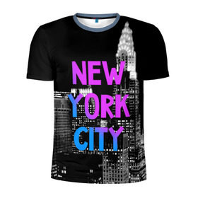 Мужская футболка 3D спортивная с принтом Нью-Йорк , 100% полиэстер с улучшенными характеристиками | приталенный силуэт, круглая горловина, широкие плечи, сужается к линии бедра | america | capital | city | lights | new york | night | skyscrapers | tourism | usa | америка | город | ночь | нью йорк | огни | столица | сша | туризм