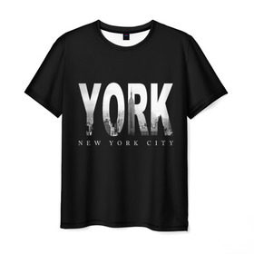 Мужская футболка 3D с принтом Нью-Йорк , 100% полиэфир | прямой крой, круглый вырез горловины, длина до линии бедер | america | capital | city | lights | new york | night | skyscrapers | tourism | usa | америка | город | ночь | нью йорк | огни | столица | сша | туризм