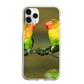 Чехол для iPhone 11 Pro Max матовый с принтом Попугаи , Силикон |  | двое | классный | клюв | красивый | крылья | попугай | попугайчик | птица | птичка | радужный