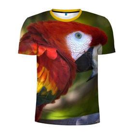 Мужская футболка 3D спортивная с принтом Попугайчик , 100% полиэстер с улучшенными характеристиками | приталенный силуэт, круглая горловина, широкие плечи, сужается к линии бедра | 