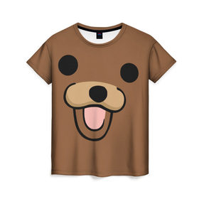 Женская футболка 3D с принтом Медведь , 100% полиэфир ( синтетическое хлопкоподобное полотно) | прямой крой, круглый вырез горловины, длина до линии бедер | интернет | клевый | медведь | мем | мишка | мишки | прикол | прикольный | смешной | шутка