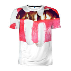 Мужская футболка 3D спортивная с принтом Губы Кайли , 100% полиэстер с улучшенными характеристиками | приталенный силуэт, круглая горловина, широкие плечи, сужается к линии бедра | kit | kylie | lip | губы | зубы | кайли | помада