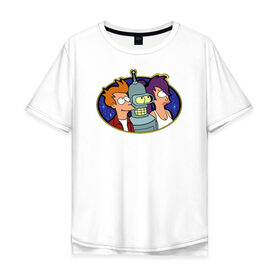 Мужская футболка хлопок Oversize с принтом Futurama , 100% хлопок | свободный крой, круглый ворот, “спинка” длиннее передней части | futurama | бендер | лила | фрай | футурама