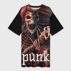 Платье-футболка 3D с принтом Punk ,  |  | punk not dead | английский | бит | весло | гитара | группа | драйв | дым | зал | концерт | крик | музыка | надпись | панк | панк не умрет | панки | рок | скелет | слова | стах | танцы | туман | тусовка | фраза | хой