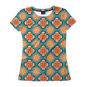 Женская футболка 3D с принтом Королевский орнамент , 100% полиэфир ( синтетическое хлопкоподобное полотно) | прямой крой, круглый вырез горловины, длина до линии бедер | абстракция | витраж | красота | мозаика | орнамент | узор