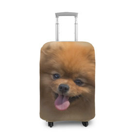 Чехол для чемодана 3D с принтом Шпиц , 86% полиэфир, 14% спандекс | двустороннее нанесение принта, прорези для ручек и колес | Тематика изображения на принте: shpic | животные | мордочка | пёс | рыжий | собака | собачка | язык