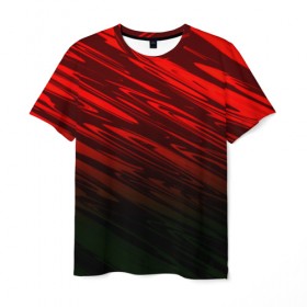 Мужская футболка 3D с принтом Размытие красок , 100% полиэфир | прямой крой, круглый вырез горловины, длина до линии бедер | абстракция | красный