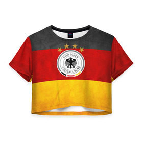 Женская футболка 3D укороченная с принтом Сборная Германии , 100% полиэстер | круглая горловина, длина футболки до линии талии, рукава с отворотами | germany | германия | футбольная форма