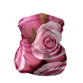 Бандана-труба 3D с принтом Розовые розы , 100% полиэстер, ткань с особыми свойствами — Activecool | плотность 150‒180 г/м2; хорошо тянется, но сохраняет форму | 