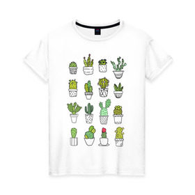 Женская футболка хлопок с принтом cactus , 100% хлопок | прямой крой, круглый вырез горловины, длина до линии бедер, слегка спущенное плечо | cactus | tmblr | tubler | кактус