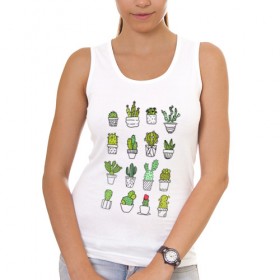 Женская майка хлопок с принтом cactus , 95% хлопок, 5% эластан |  | cactus | tmblr | tubler | кактус