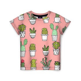 Детская футболка 3D с принтом cactus , 100% гипоаллергенный полиэфир | прямой крой, круглый вырез горловины, длина до линии бедер, чуть спущенное плечо, ткань немного тянется | cactus | tmblr | tubmler | кактус