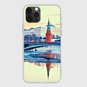 Чехол для iPhone 12 Pro Max с принтом Река Москва , Силикон |  | kremlin | moscow | russia | город | кремль | москва | ночь | огни | река