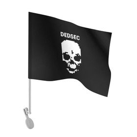 Флаг для автомобиля с принтом Череп Dedsec , 100% полиэстер | Размер: 30*21 см | dedsec | skull | watch dogs | watch dogs 2 | watch_dogs | watch_dogs 2 | дедсек | дэдсек | череп