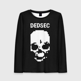 Женский лонгслив 3D с принтом Череп Dedsec , 100% полиэстер | длинные рукава, круглый вырез горловины, полуприлегающий силуэт | dedsec | skull | watch dogs | watch dogs 2 | watch_dogs | watch_dogs 2 | дедсек | дэдсек | череп