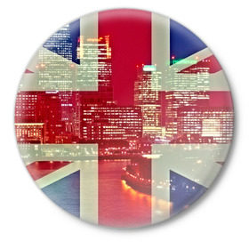 Значок с принтом Лондон ,  металл | круглая форма, металлическая застежка в виде булавки | англия | великобритания | город | лондон | река | столица