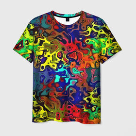 Мужская футболка 3D с принтом Разноцветные разводы , 100% полиэфир | прямой крой, круглый вырез горловины, длина до линии бедер | абстракция | краска | размытие