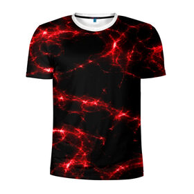 Мужская футболка 3D спортивная с принтом Огненная абстракция , 100% полиэстер с улучшенными характеристиками | приталенный силуэт, круглая горловина, широкие плечи, сужается к линии бедра | Тематика изображения на принте: абстракция | красный | огонь