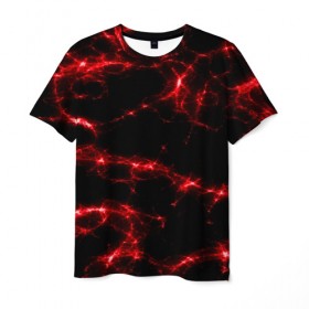 Мужская футболка 3D с принтом Огненная абстракция , 100% полиэфир | прямой крой, круглый вырез горловины, длина до линии бедер | Тематика изображения на принте: абстракция | красный | огонь