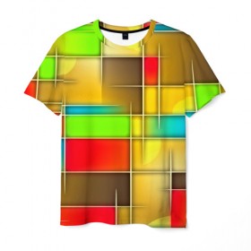 Мужская футболка 3D с принтом Fashion Geometry , 100% полиэфир | прямой крой, круглый вырез горловины, длина до линии бедер | 