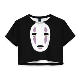 Женская футболка 3D укороченная с принтом Face , 100% полиэстер | круглая горловина, длина футболки до линии талии, рукава с отворотами | anime | spirited away | аниме | миадзяки | унесенные призраками