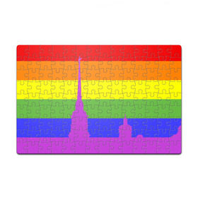Пазл магнитный 126 элементов с принтом Радужный флаг , полимерный материал с магнитным слоем | 126 деталей, размер изделия —  180*270 мм | город | любовь | отношения | радуга | сердце | сталица | флаг