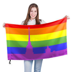 Флаг 3D с принтом Радужный флаг , 100% полиэстер | плотность ткани — 95 г/м2, размер — 67 х 109 см. Принт наносится с одной стороны | город | любовь | отношения | радуга | сердце | сталица | флаг