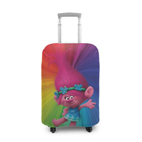 Чехол для чемодана 3D с принтом Розочка тролли , 86% полиэфир, 14% спандекс | двустороннее нанесение принта, прорези для ручек и колес | trolls | детям | мультик | мультики | мультфильм | мультфильмы | радуга | разноцветные | разные цвета | розочка | тролли | тролль | цветные