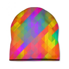 Шапка 3D с принтом Цветные кубики , 100% полиэстер | универсальный размер, печать по всей поверхности изделия | квадраты
