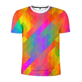 Мужская футболка 3D спортивная с принтом Цветные кубики , 100% полиэстер с улучшенными характеристиками | приталенный силуэт, круглая горловина, широкие плечи, сужается к линии бедра | Тематика изображения на принте: квадраты