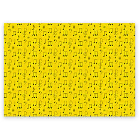 Поздравительная открытка с принтом Ноты , 100% бумага | плотность бумаги 280 г/м2, матовая, на обратной стороне линовка и место для марки
 | желтый | музыка