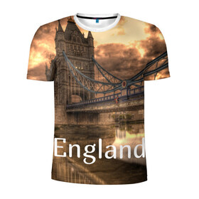 Мужская футболка 3D спортивная с принтом England (Англия) , 100% полиэстер с улучшенными характеристиками | приталенный силуэт, круглая горловина, широкие плечи, сужается к линии бедра | england | london | англия | британия | великобритания | владычица морей | вода | город | гостеприимный | дождей | клевый | красивый | лилия | лондон | мост | на темзе | окна | пасмурно | прикольный | река
