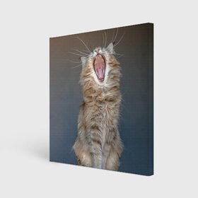 Холст квадратный с принтом Мартовский кот , 100% ПВХ |  | Тематика изображения на принте: кот | кошка | март | пасть | усы