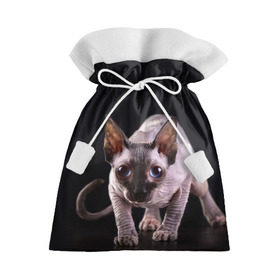 Подарочный 3D мешок с принтом сфинкс , 100% полиэстер | Размер: 29*39 см | Тематика изображения на принте: cat | голубые глаза | кот | котик | котэ | кошка | сфинкс | черный