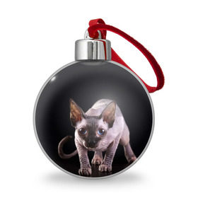 Ёлочный шар с принтом сфинкс , Пластик | Диаметр: 77 мм | Тематика изображения на принте: cat | голубые глаза | кот | котик | котэ | кошка | сфинкс | черный