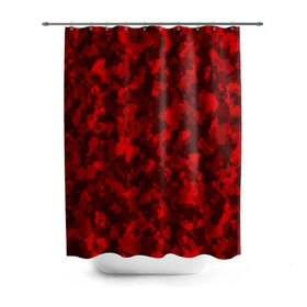 Штора 3D для ванной с принтом Красный камуфляж , 100% полиэстер | плотность материала — 100 г/м2. Стандартный размер — 146 см х 180 см. По верхнему краю — пластиковые люверсы для креплений. В комплекте 10 пластиковых колец | милитари